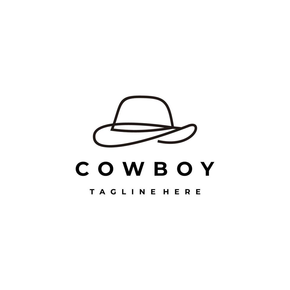 chapeau de cow-boy fedora création de logo de style dessin au trait vecteur