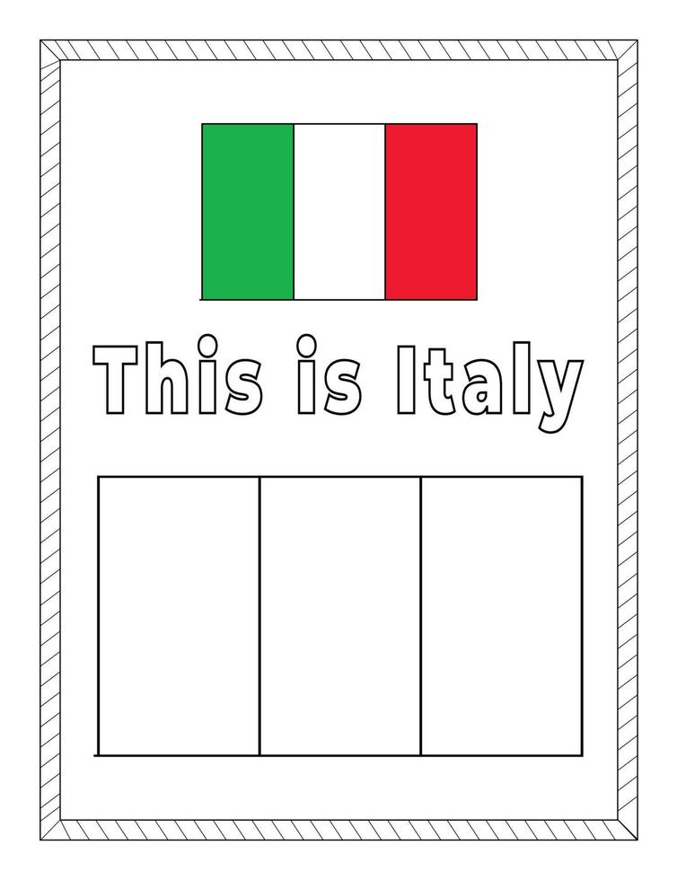 coloriage du drapeau national de l'italie vecteur