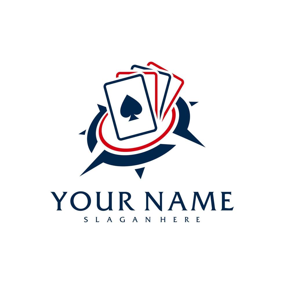modèle vectoriel de logo de poker boussole, concepts de conception de logo de poker créatif