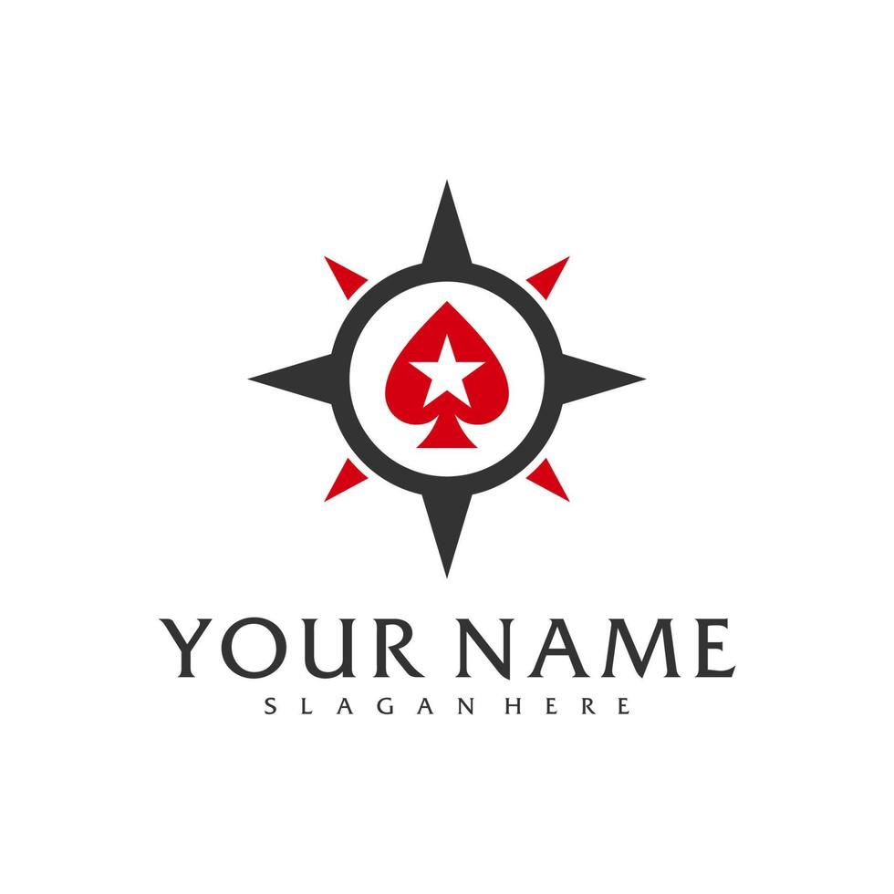 modèle vectoriel de logo de poker boussole, concepts de conception de logo de poker créatif