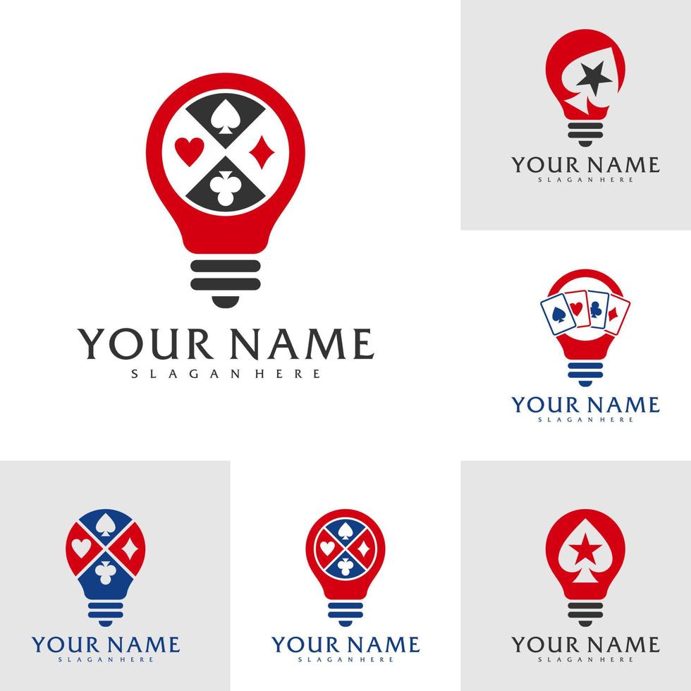 ensemble de modèles vectoriels de logo de poker à bulbe, concepts de conception de logo de poker créatif vecteur
