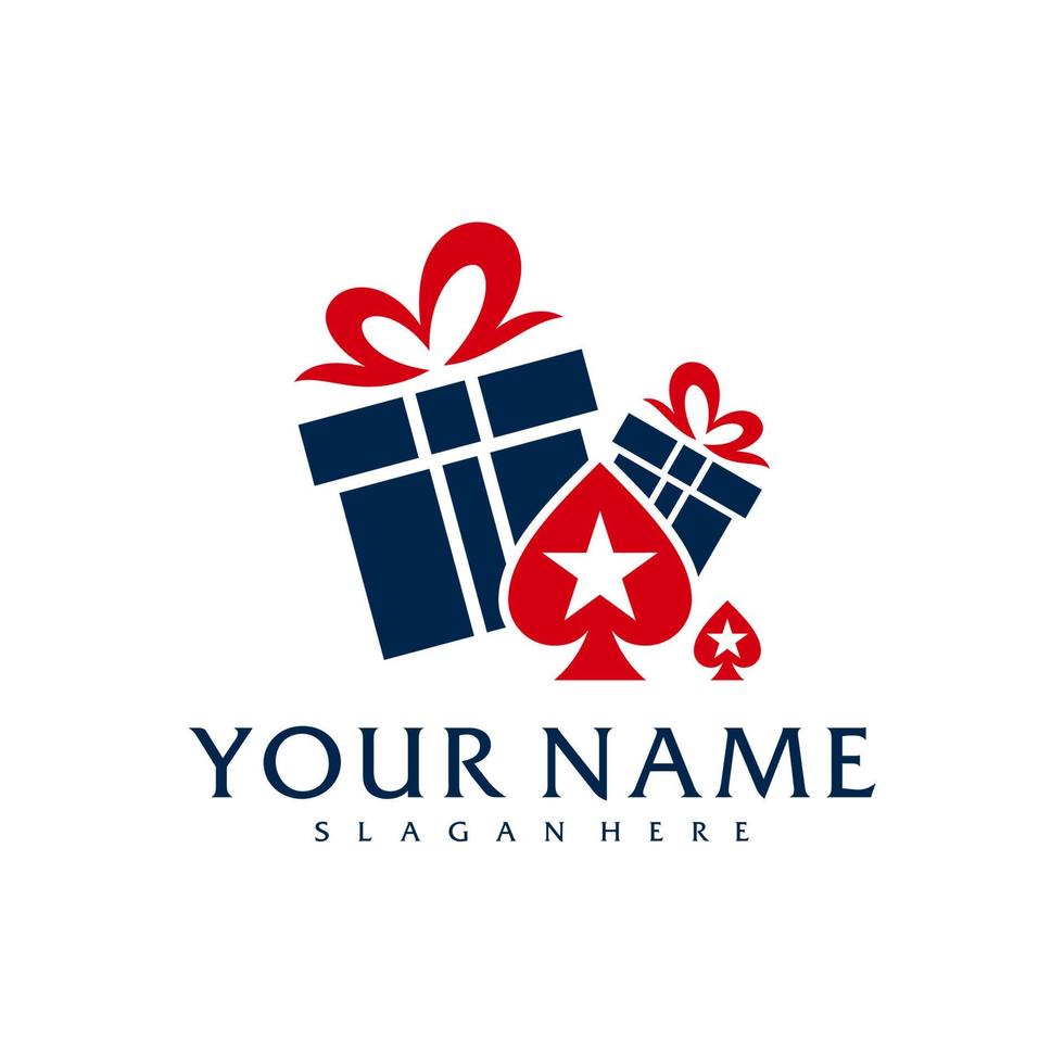 modèle vectoriel de logo de poker cadeau, concepts de conception de logo de poker créatif