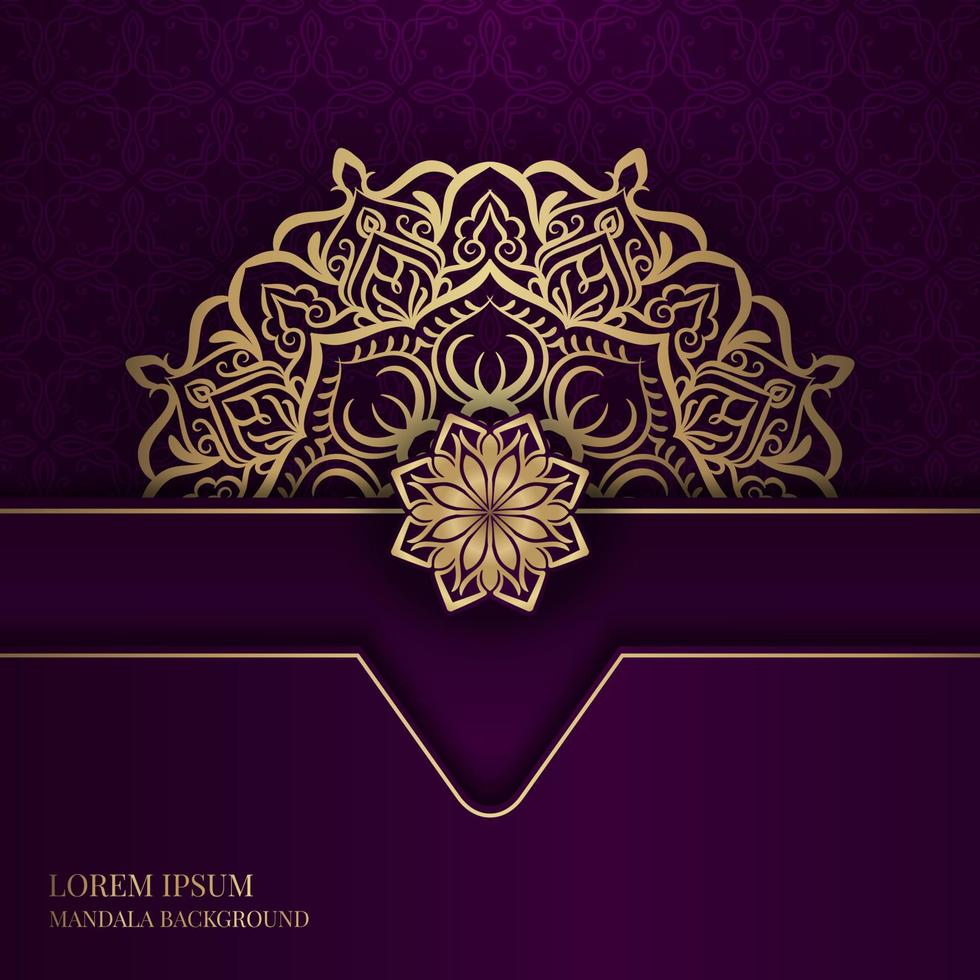 fond de luxe violet, avec décoration de mandala d'or vecteur