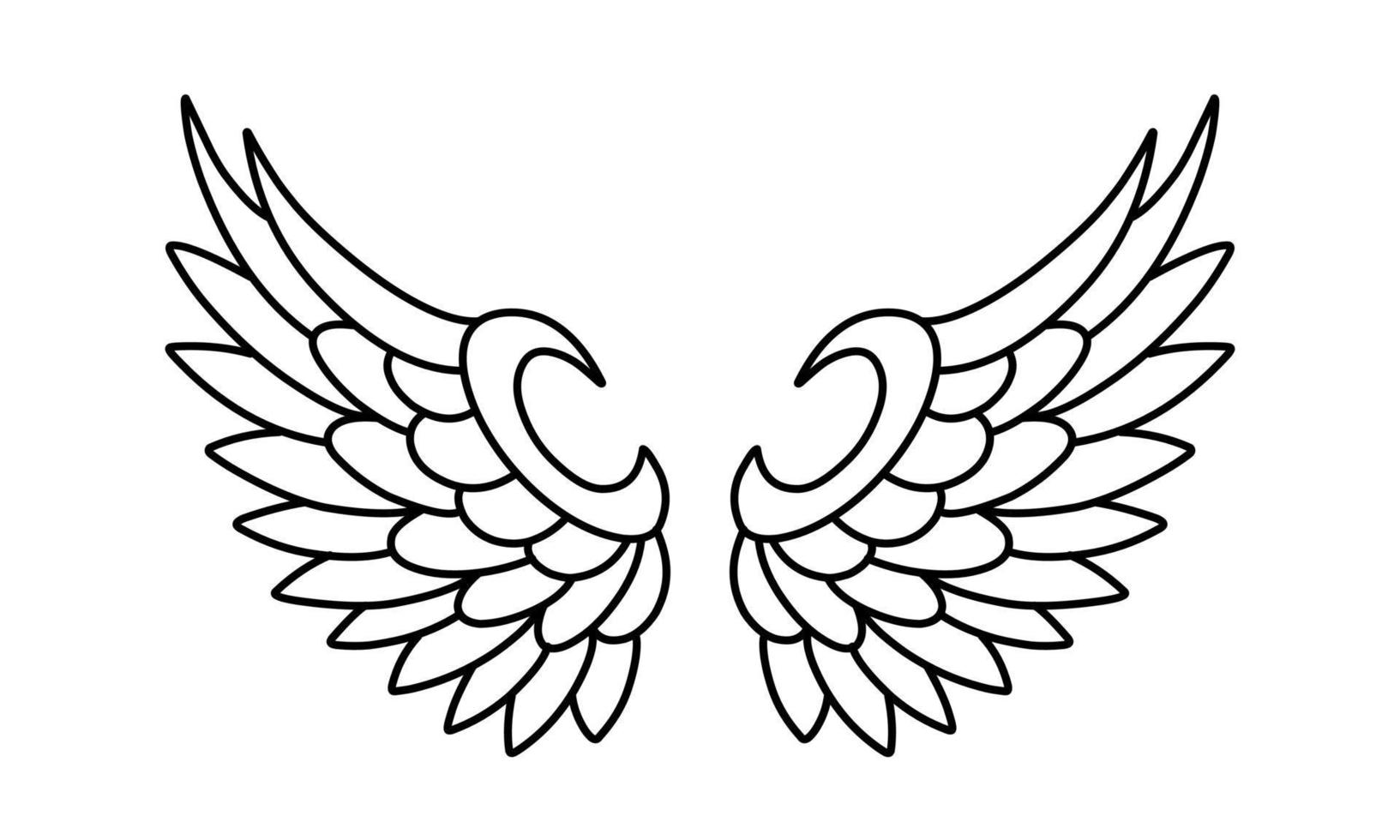 dessin au trait et contour des ailes d'ange vecteur libre