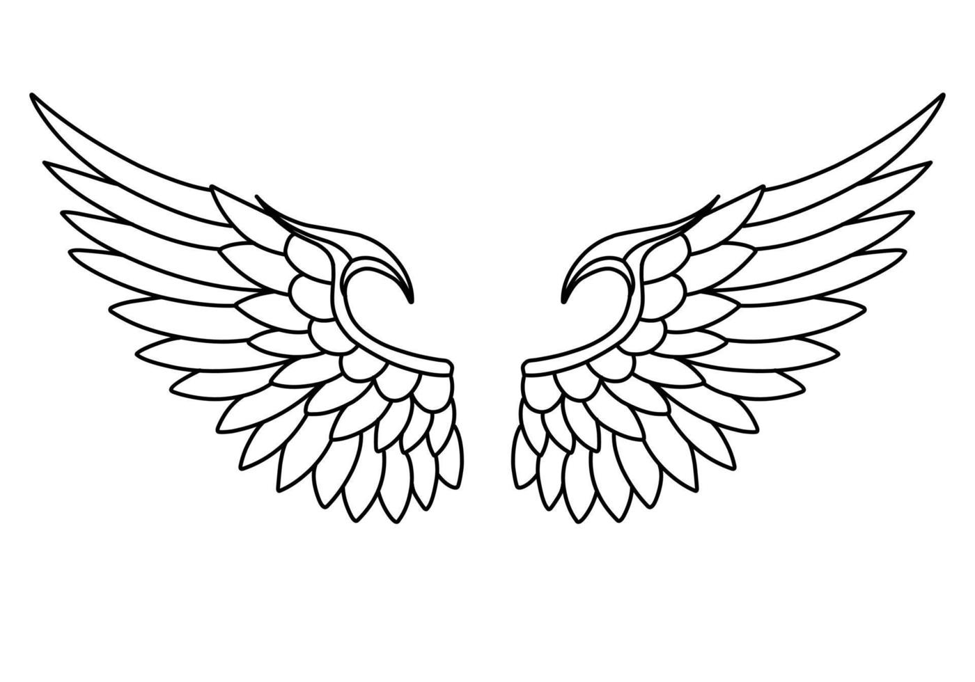 dessin au trait et contour des ailes d'ange vecteur libre