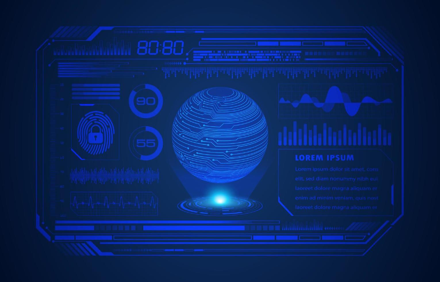 globe holographique moderne sur fond de technologie vecteur