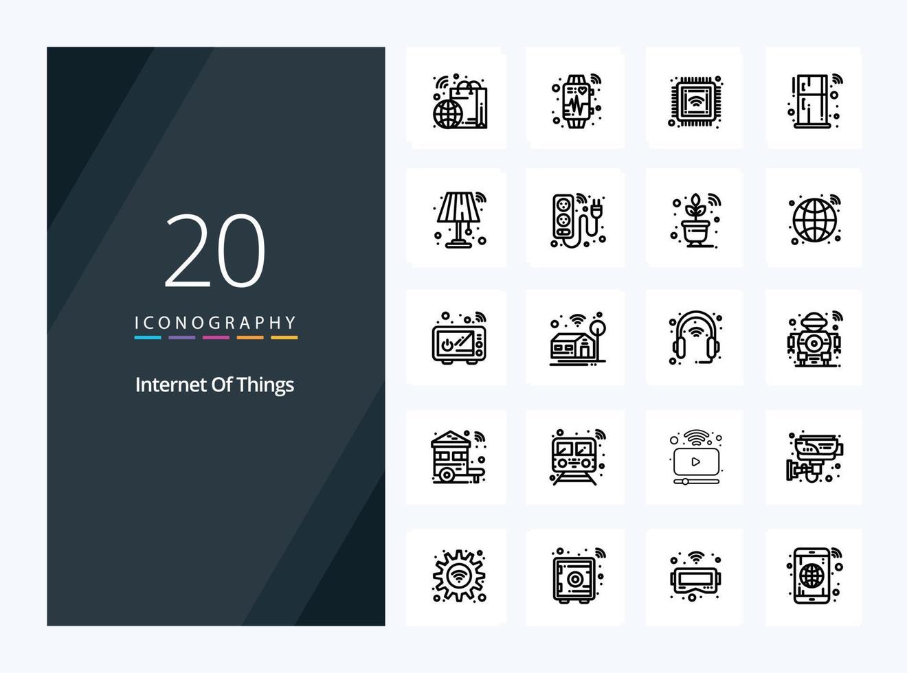 20 icône de contour internet des objets pour la présentation vecteur