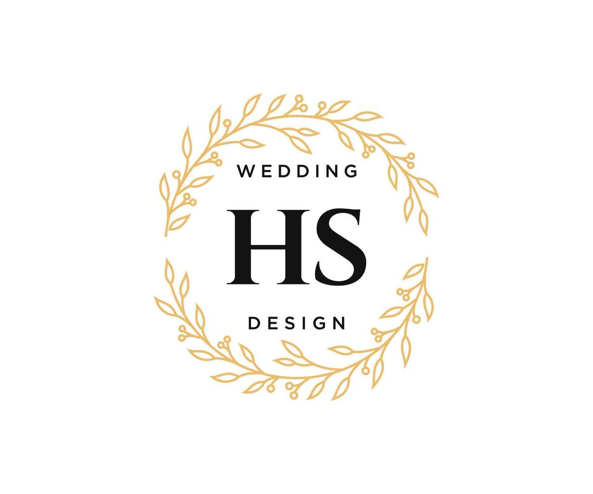 hs initiales lettre collection de logos de monogramme de mariage, modèles minimalistes et floraux modernes dessinés à la main pour cartes d'invitation, réservez la date, identité élégante pour restaurant, boutique, café en image vectorielle vecteur