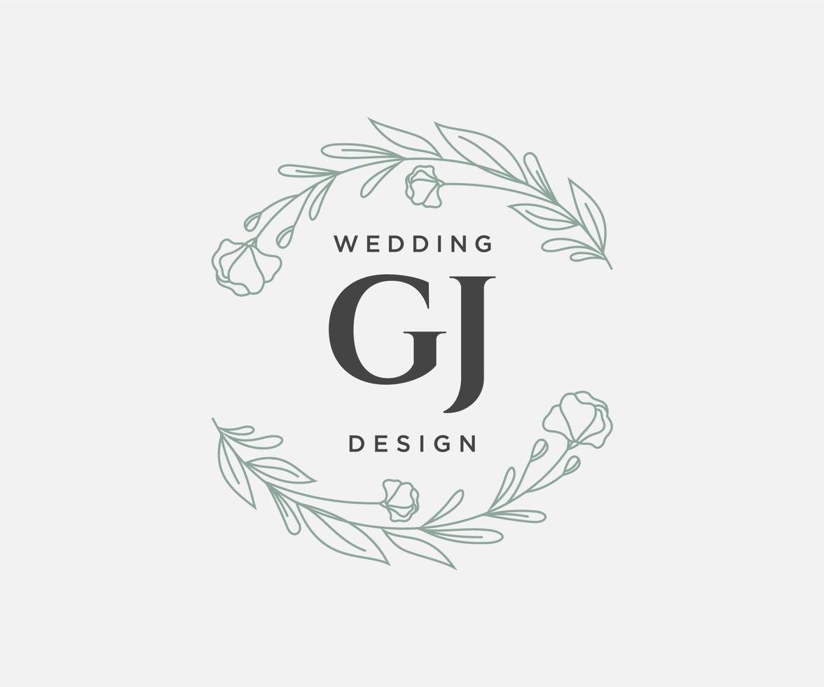 gj initiales lettre collection de logos de monogramme de mariage, modèles minimalistes et floraux modernes dessinés à la main pour cartes d'invitation, réservez la date, identité élégante pour restaurant, boutique, café en image vectorielle vecteur