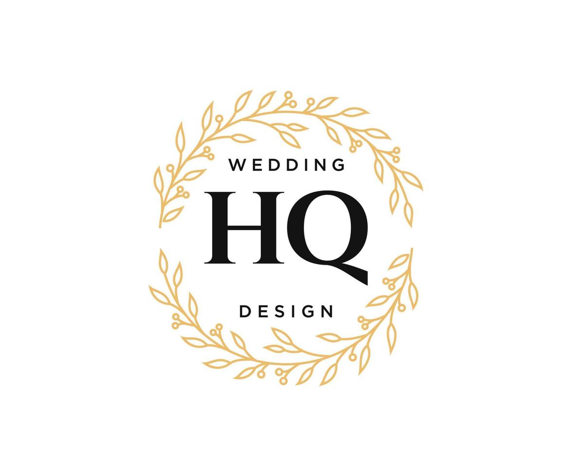 hq initiales lettre mariage monogramme logos collection, modèles minimalistes et floraux modernes dessinés à la main pour cartes d'invitation, réservez la date, identité élégante pour restaurant, boutique, café en image vectorielle vecteur