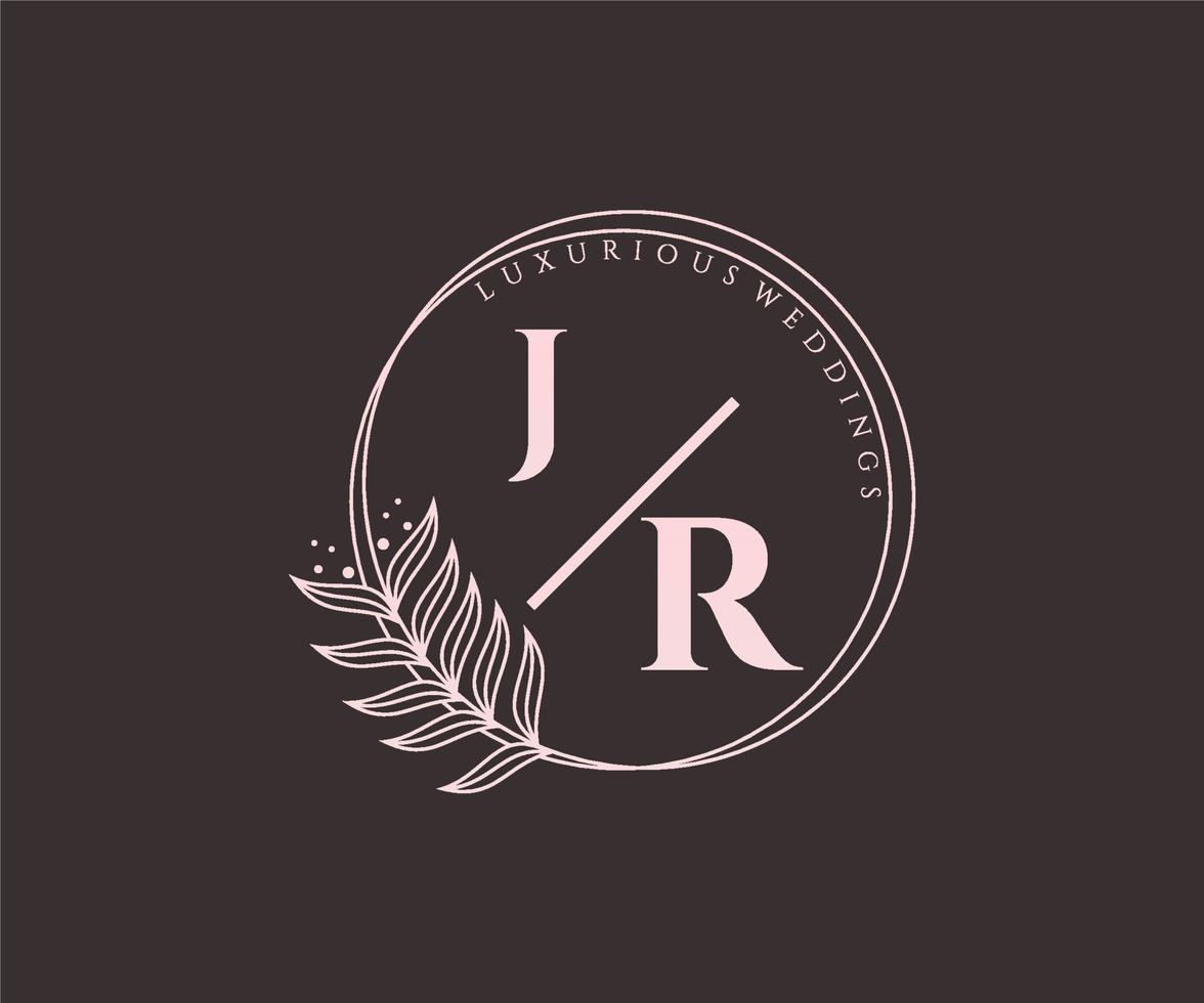 jr initiales lettre modèle de logos de monogramme de mariage, modèles minimalistes et floraux modernes dessinés à la main pour cartes d'invitation, réservez la date, identité élégante. vecteur