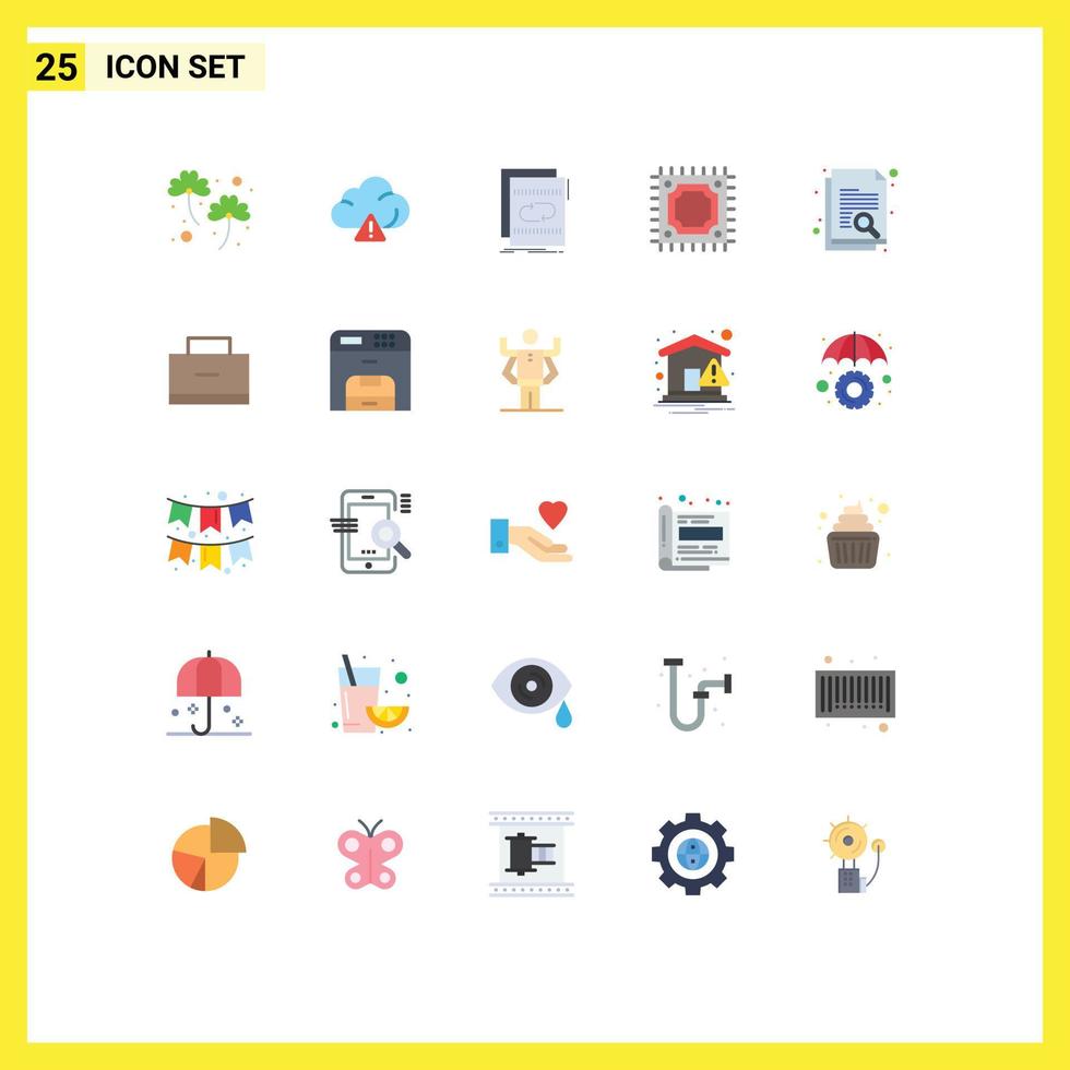 25 icônes créatives signes et symboles modernes des éléments de conception vectoriels modifiables du processeur de fichier de document de recherche vecteur