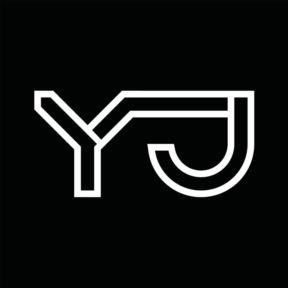 monogramme du logo yj avec espace négatif de style de ligne vecteur