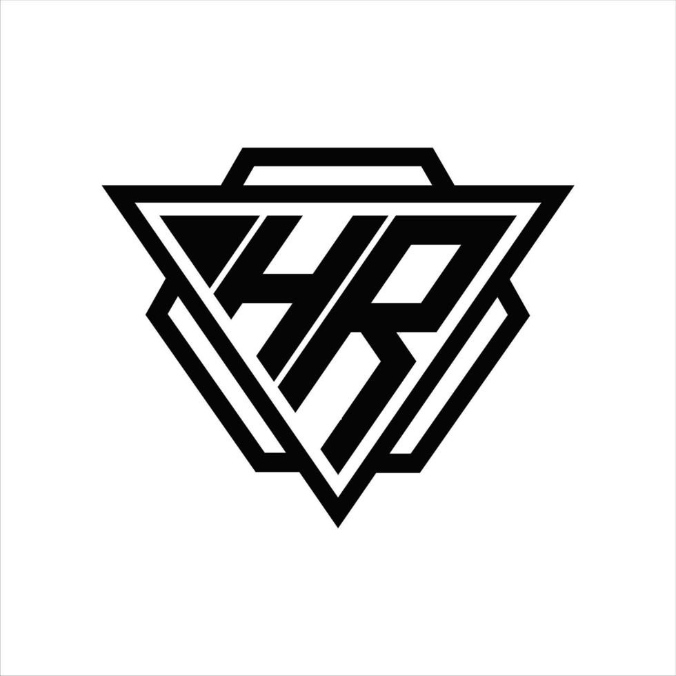monogramme du logo hr avec modèle triangle et hexagone vecteur