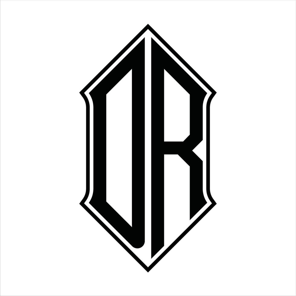monogramme du logo dr avec forme de bouclier et résumé de l'icône vectorielle du modèle de conception de contour vecteur