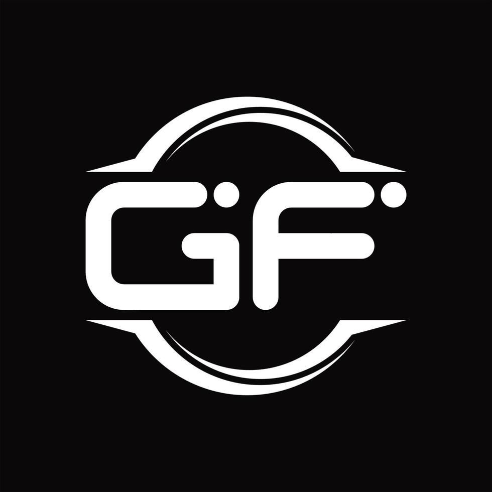 monogramme de logo gf avec modèle de conception de forme de tranche arrondie en cercle vecteur