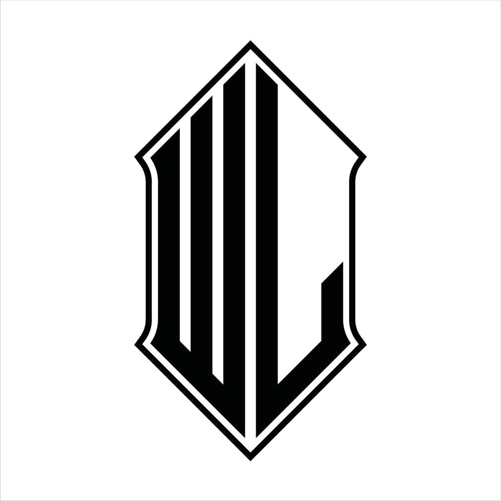 monogramme du logo wl avec forme de bouclier et résumé de l'icône vectorielle du modèle de conception de contour vecteur