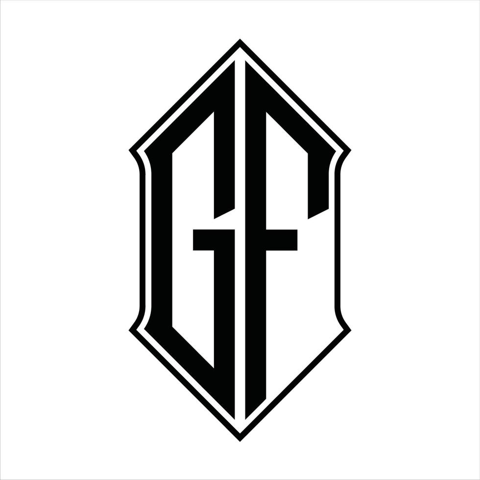 monogramme de logo gf avec forme de bouclier et modèle de conception de contour icône vectorielle abstraite vecteur