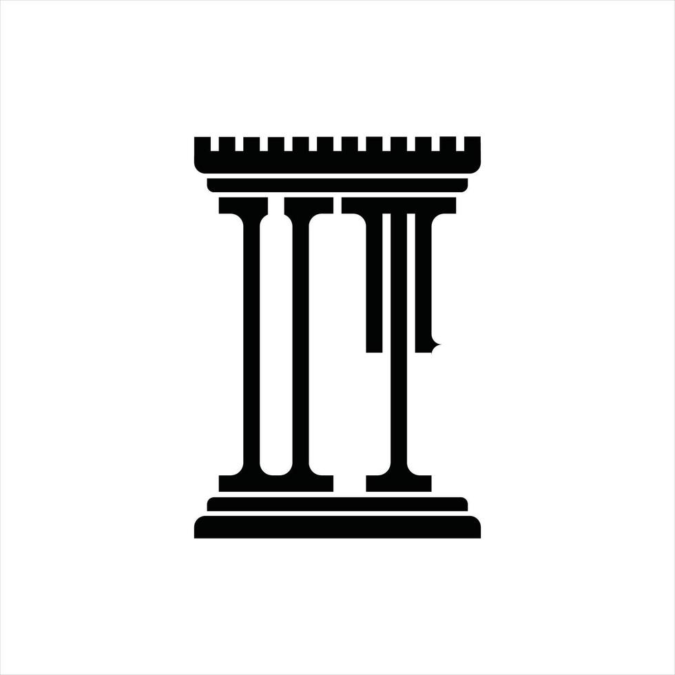 monogramme du logo ut avec modèle de conception en forme de pilier vecteur
