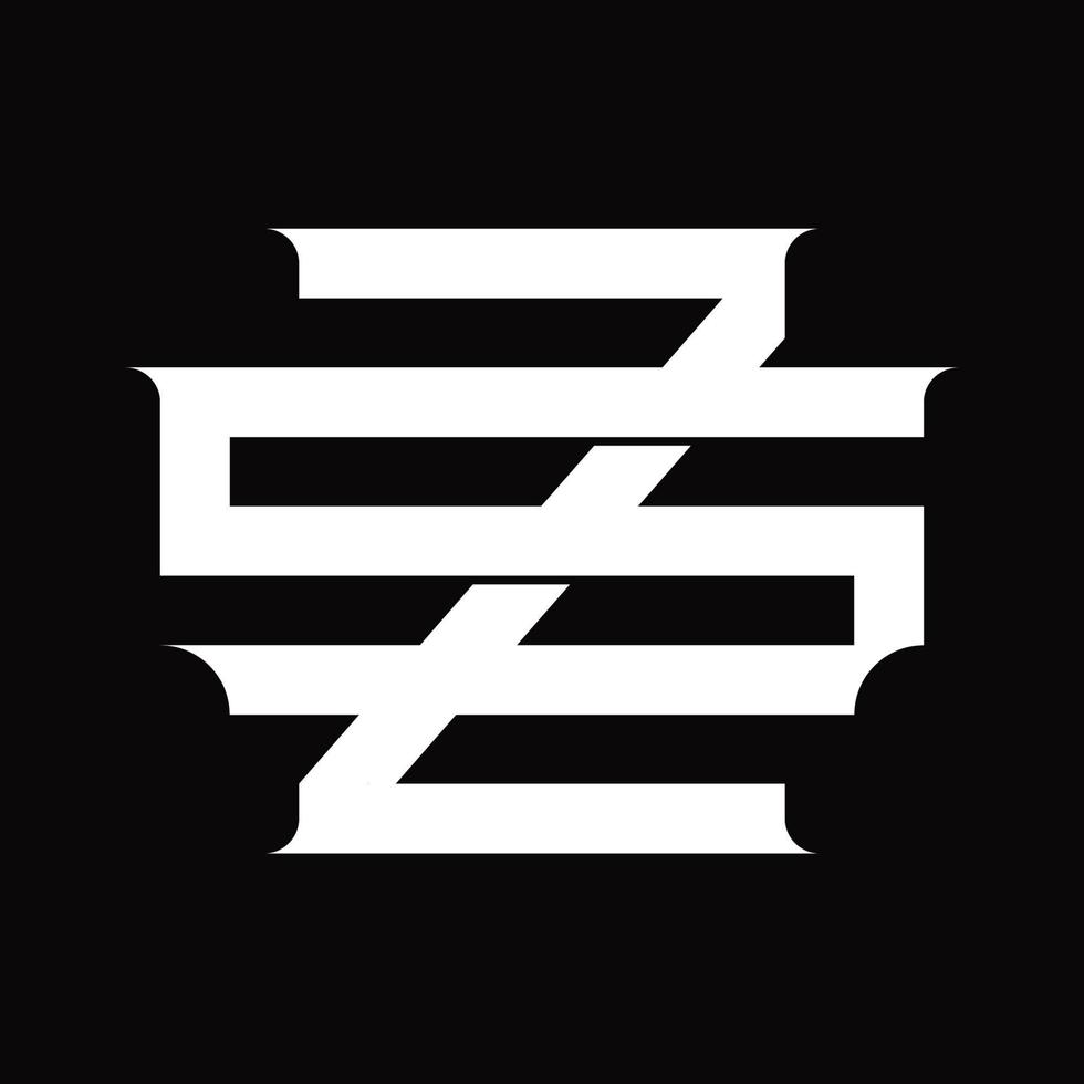 monogramme de logo sz avec modèle de conception de style lié superposé vintage vecteur