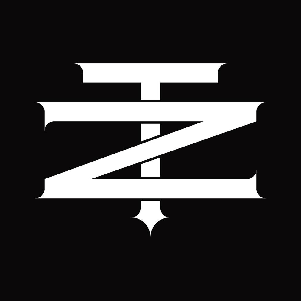 monogramme du logo zt avec modèle de conception de style lié superposé vintage vecteur