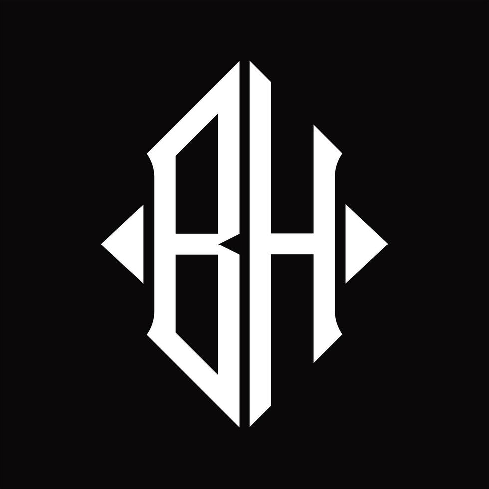 monogramme de logo bh avec modèle de conception isolé en forme de bouclier vecteur