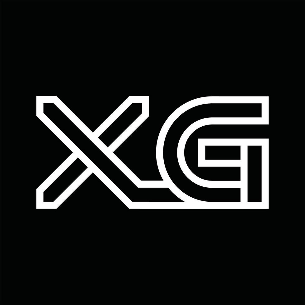 monogramme du logo xg avec espace négatif de style de ligne vecteur