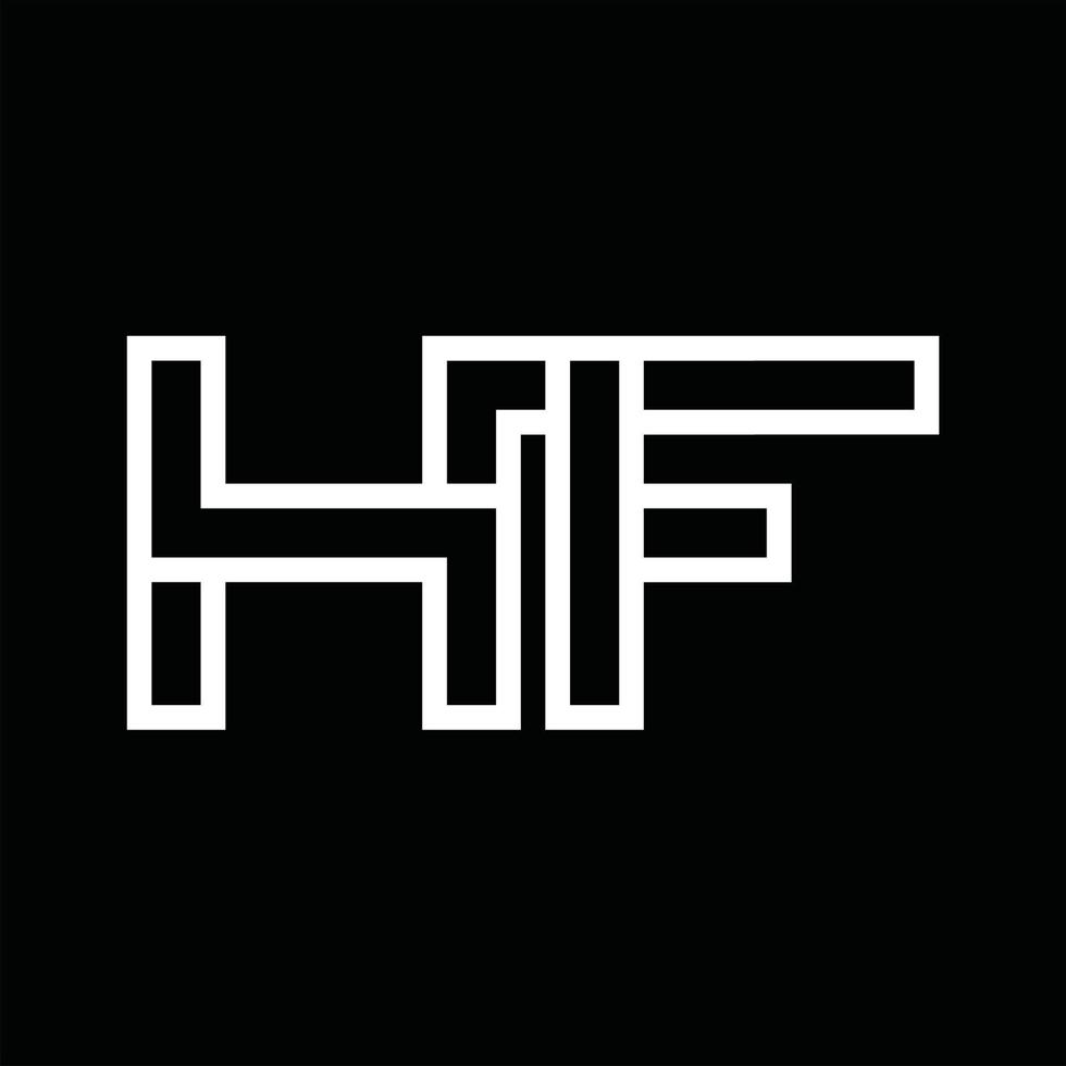 monogramme du logo hf avec espace négatif de style de ligne vecteur