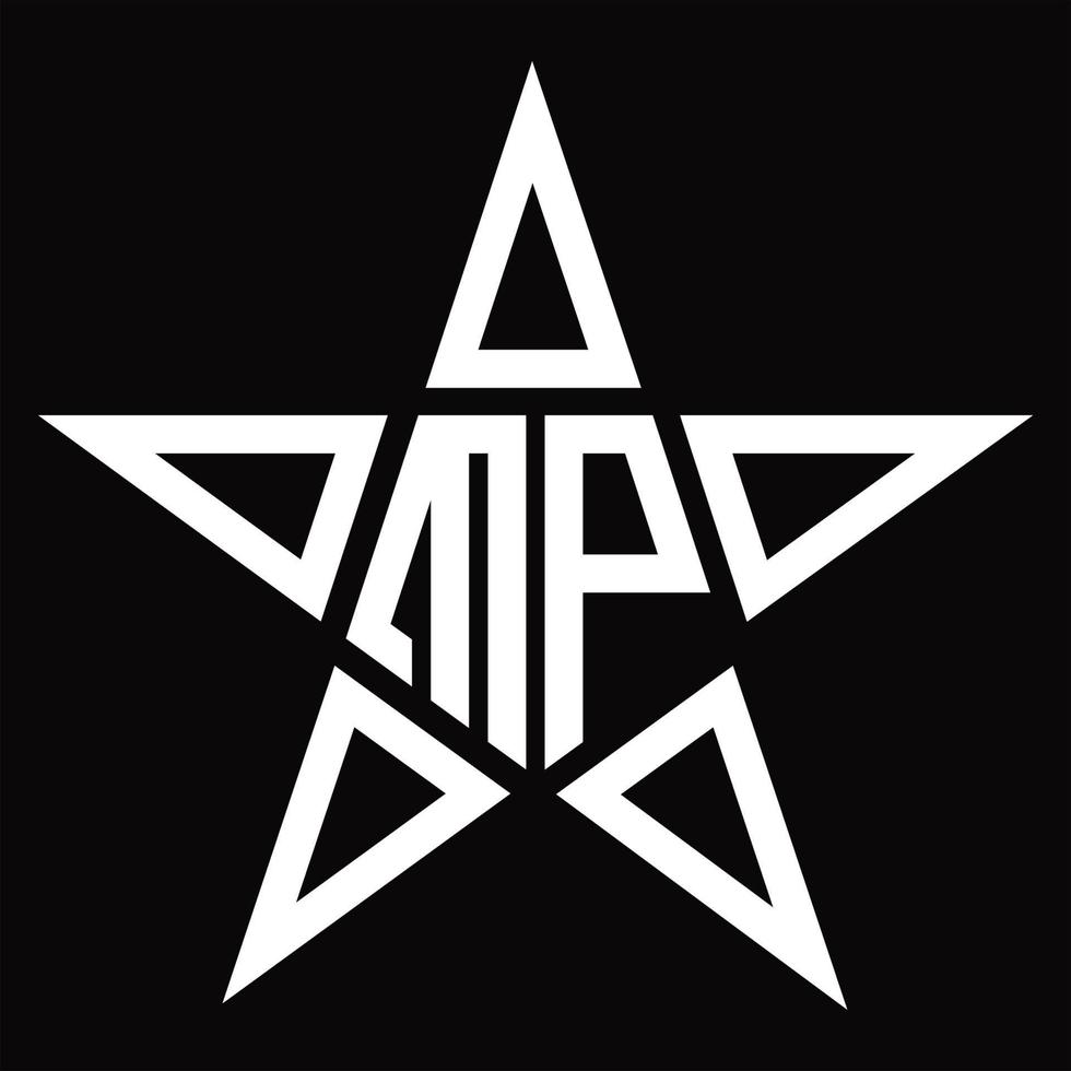 monogramme du logo mp avec modèle de conception en forme d'étoile vecteur