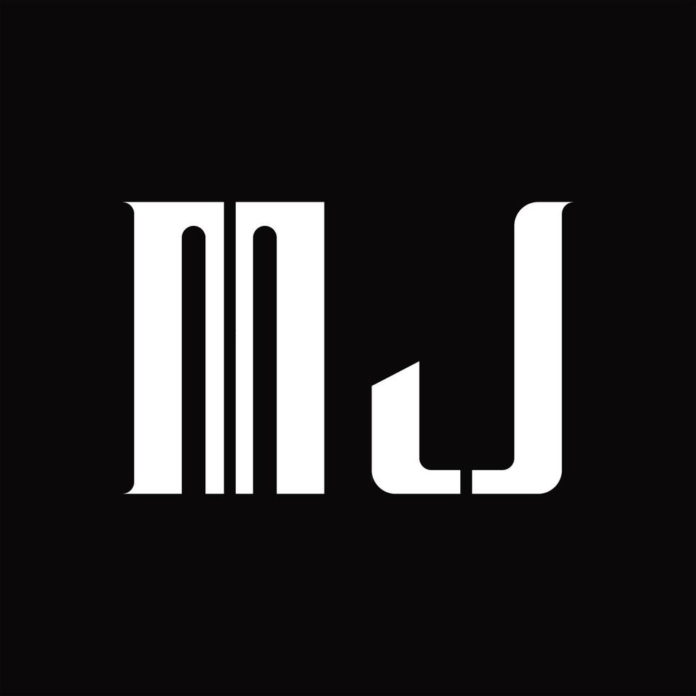 monogramme de logo mj avec modèle de conception de tranche moyenne vecteur