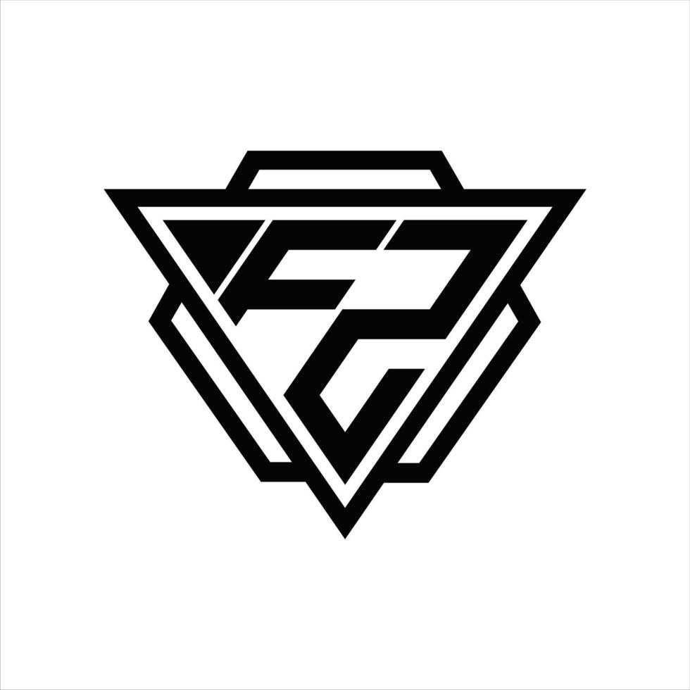 monogramme du logo fz avec modèle triangle et hexagone vecteur