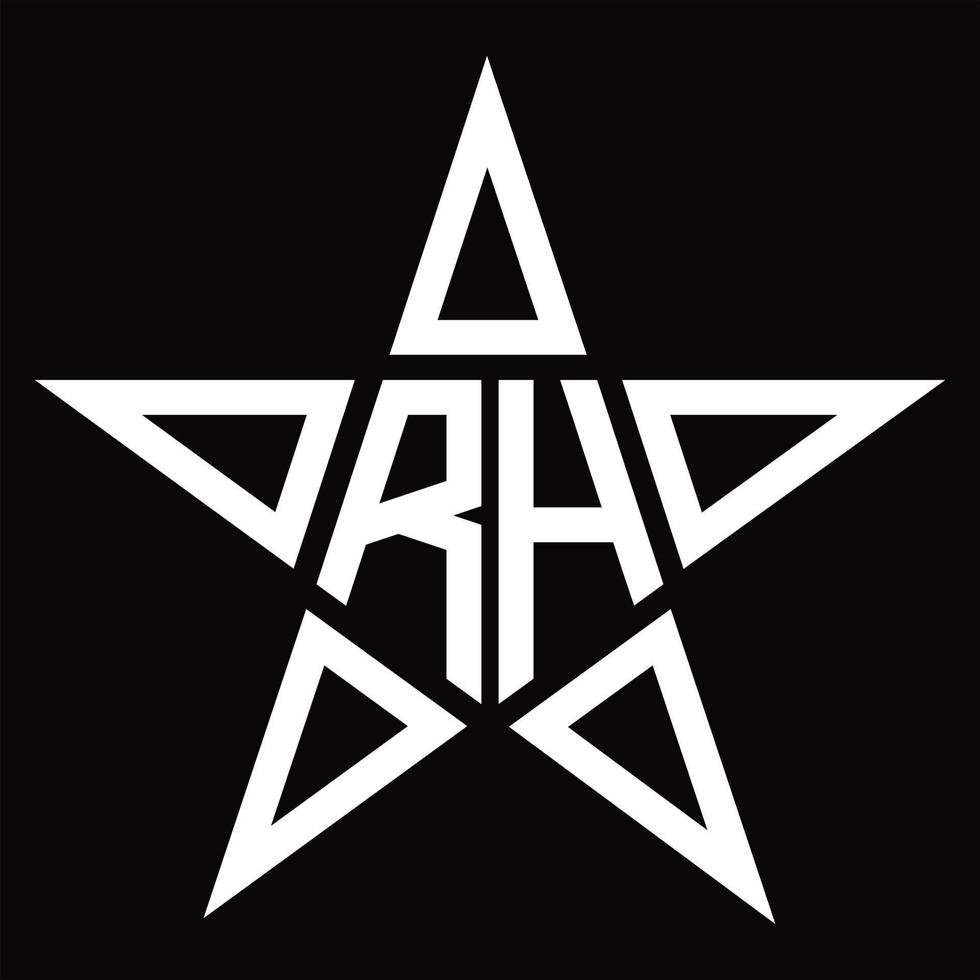 monogramme du logo rh avec modèle de conception en forme d'étoile vecteur