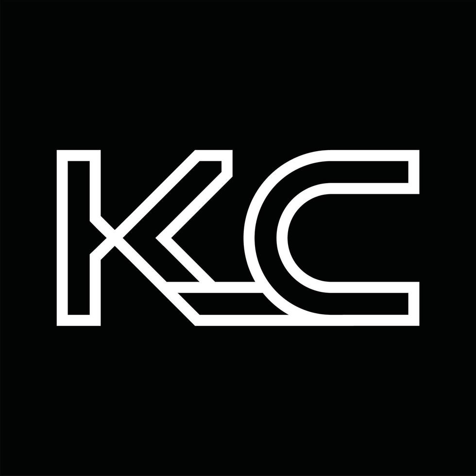 monogramme du logo kc avec espace négatif de style de ligne vecteur