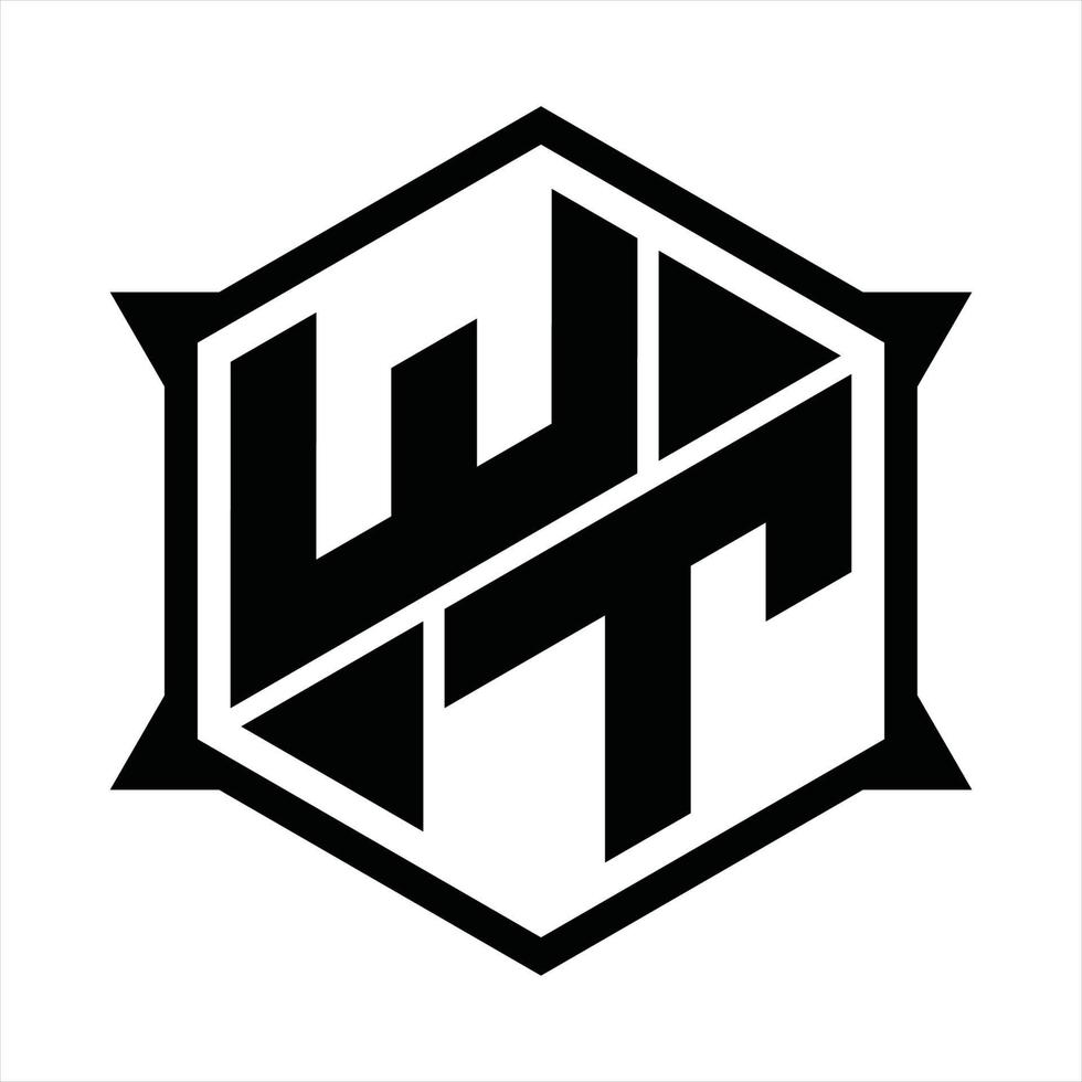 modèle de conception de monogramme logo wt vecteur