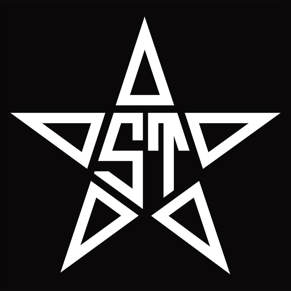 monogramme du logo st avec modèle de conception en forme d'étoile vecteur