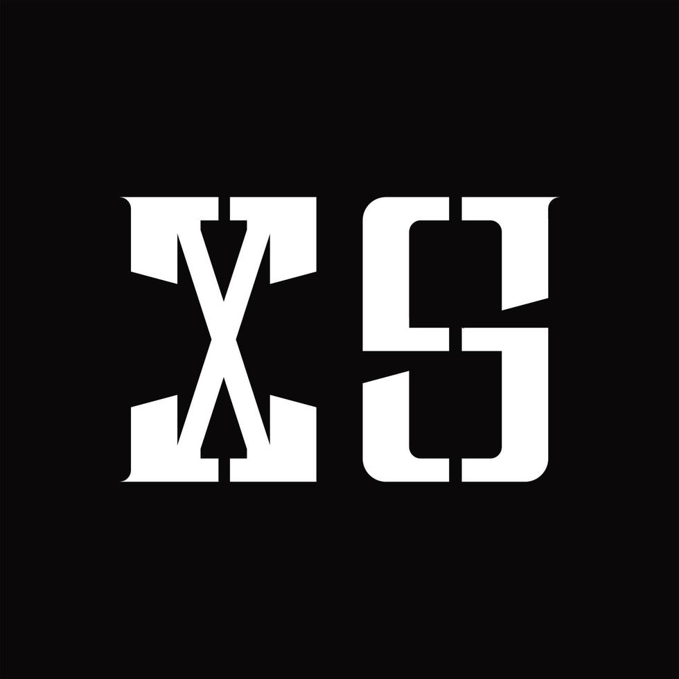 monogramme de logo xs avec modèle de conception de tranche moyenne vecteur