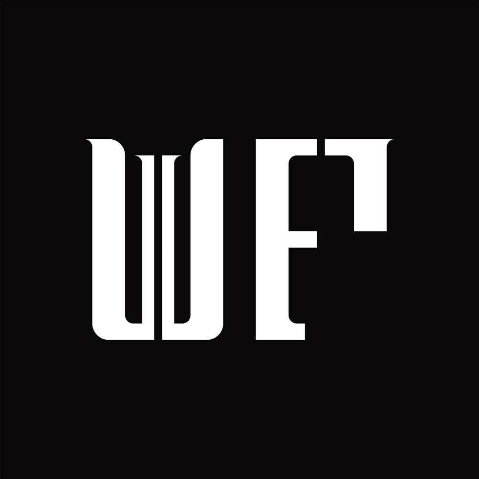 monogramme de logo wf avec modèle de conception de tranche moyenne vecteur