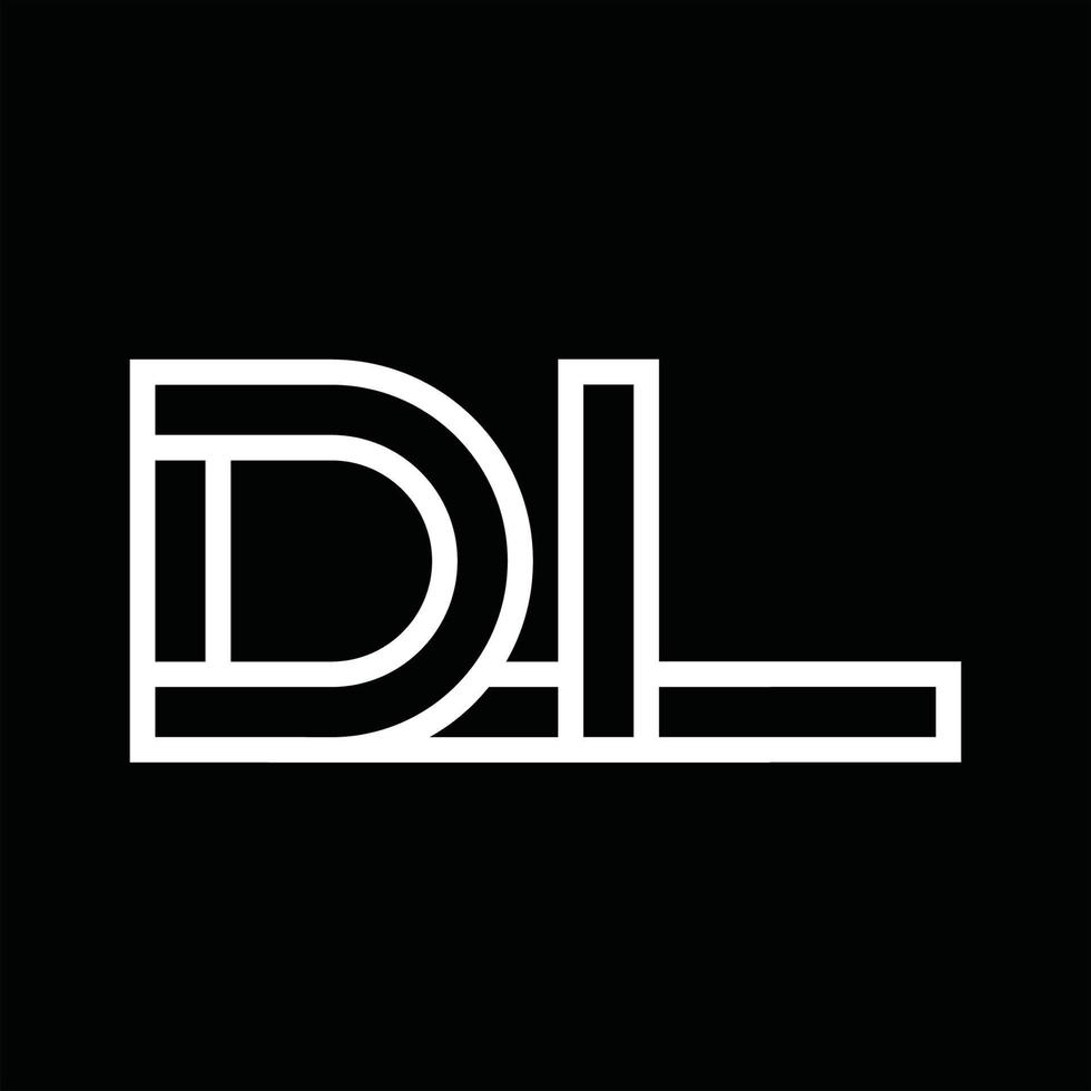 monogramme du logo dl avec espace négatif de style de ligne vecteur