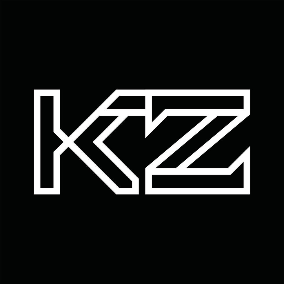 monogramme du logo kz avec espace négatif de style de ligne vecteur