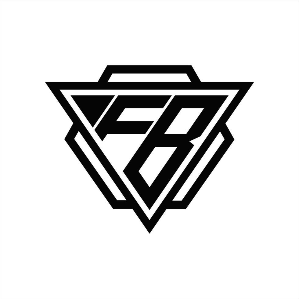 monogramme du logo fb avec modèle triangle et hexagone vecteur