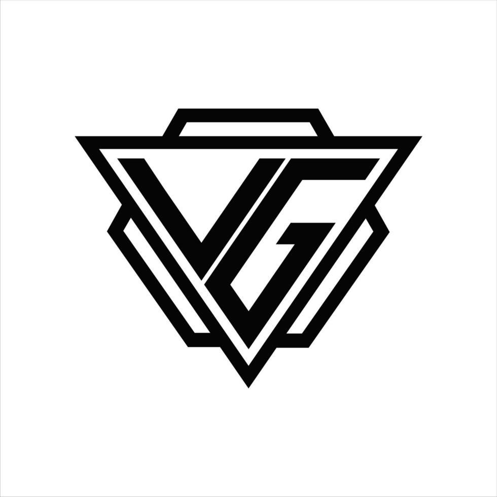 monogramme logo vg avec modèle triangle et hexagone vecteur