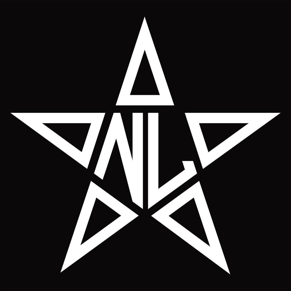 monogramme de logo nl avec modèle de conception en forme d'étoile vecteur