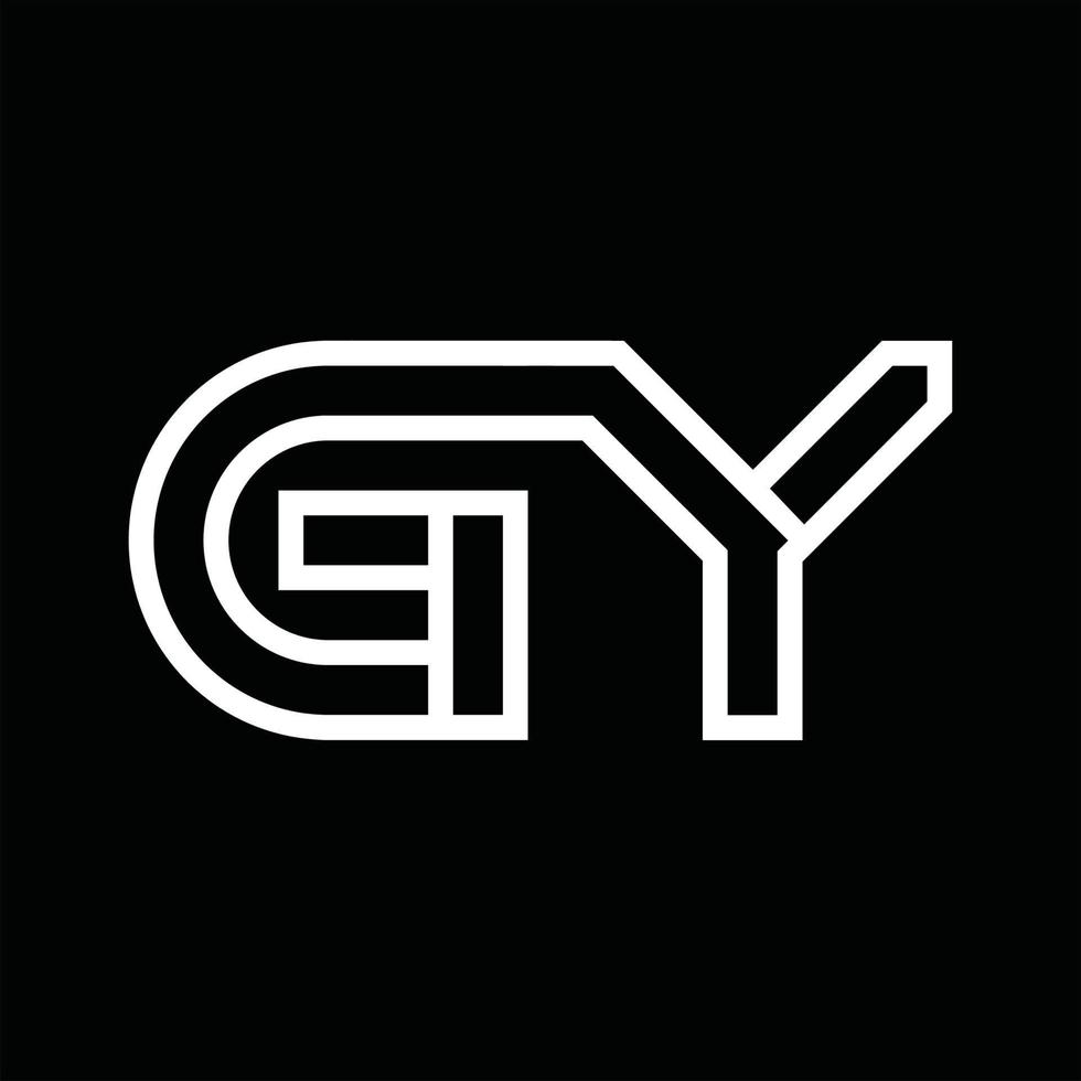 monogramme du logo gy avec espace négatif de style de ligne vecteur