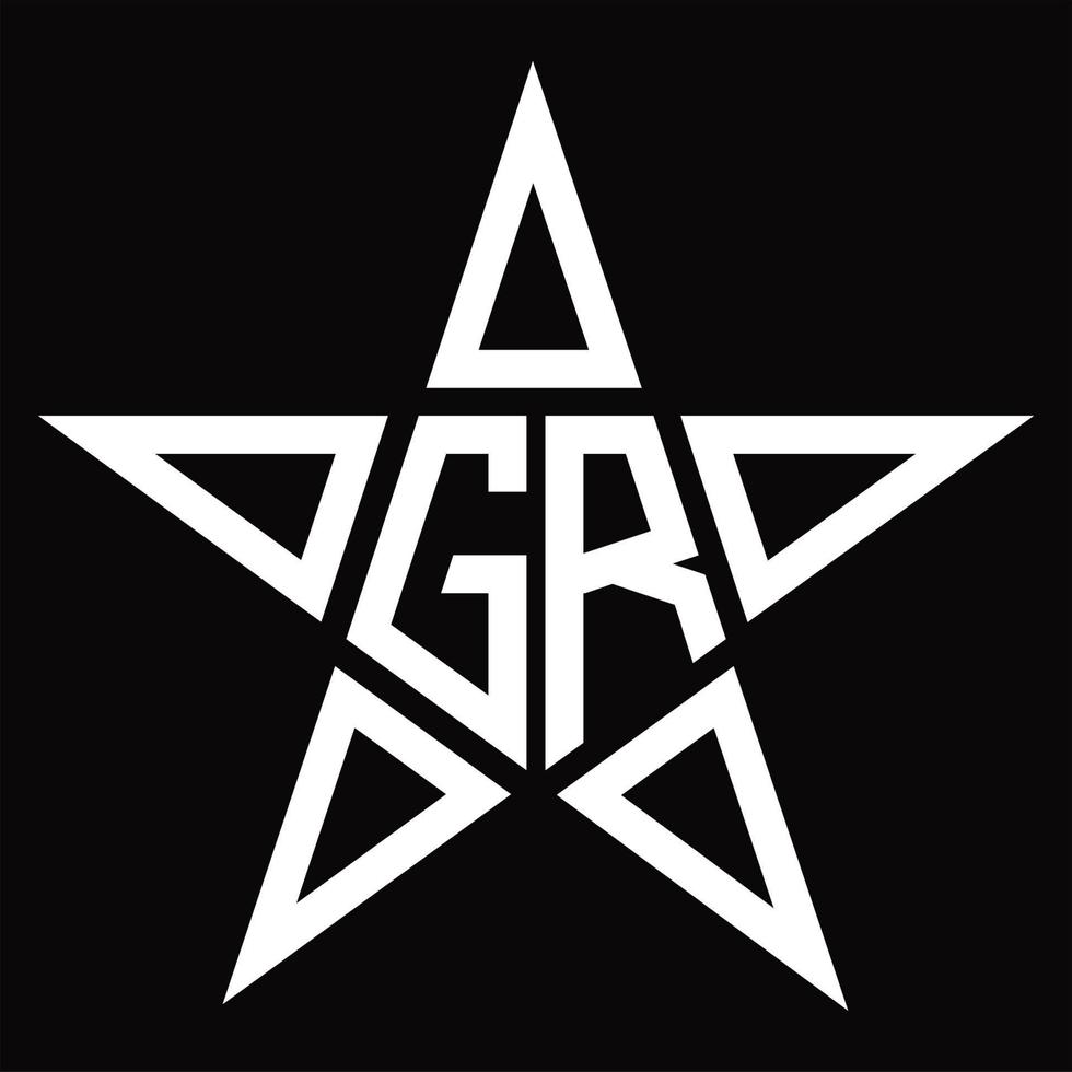 monogramme de logo gr avec modèle de conception en forme d'étoile vecteur