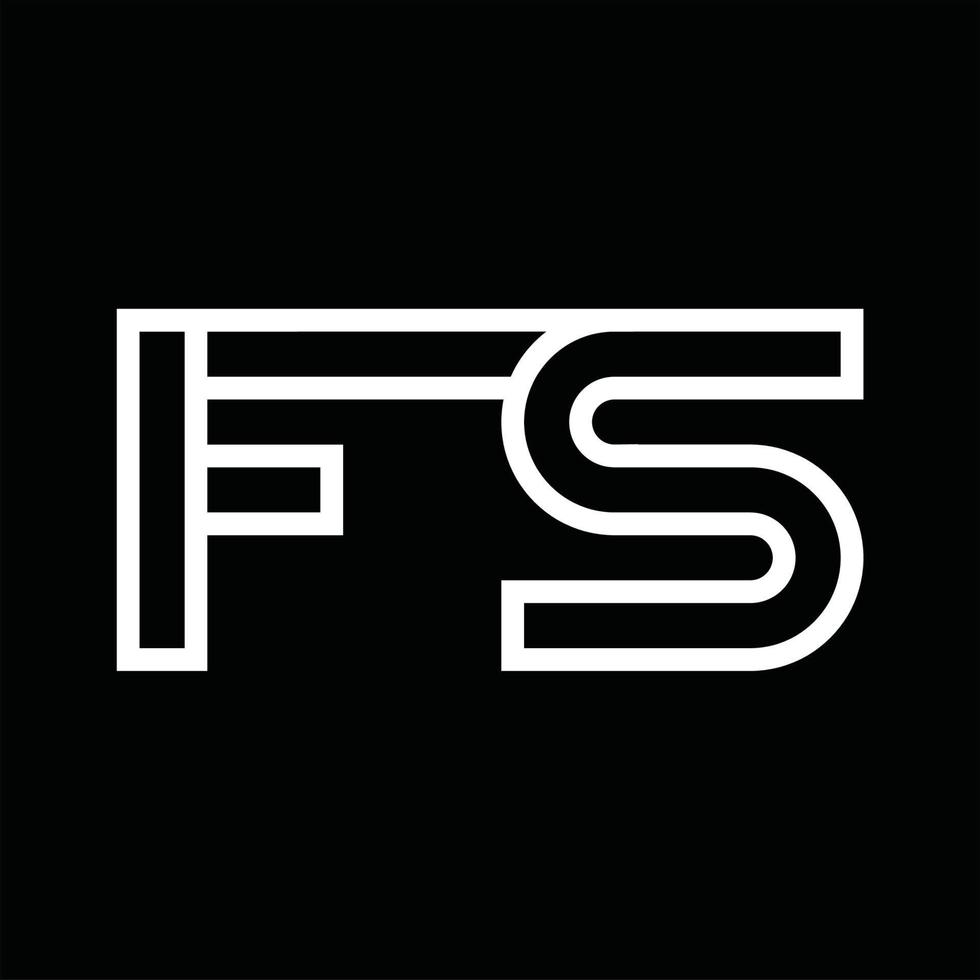 monogramme du logo fs avec espace négatif de style de ligne vecteur
