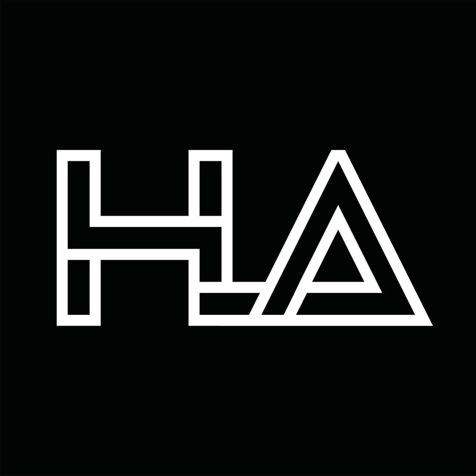 monogramme du logo ha avec espace négatif de style de ligne vecteur