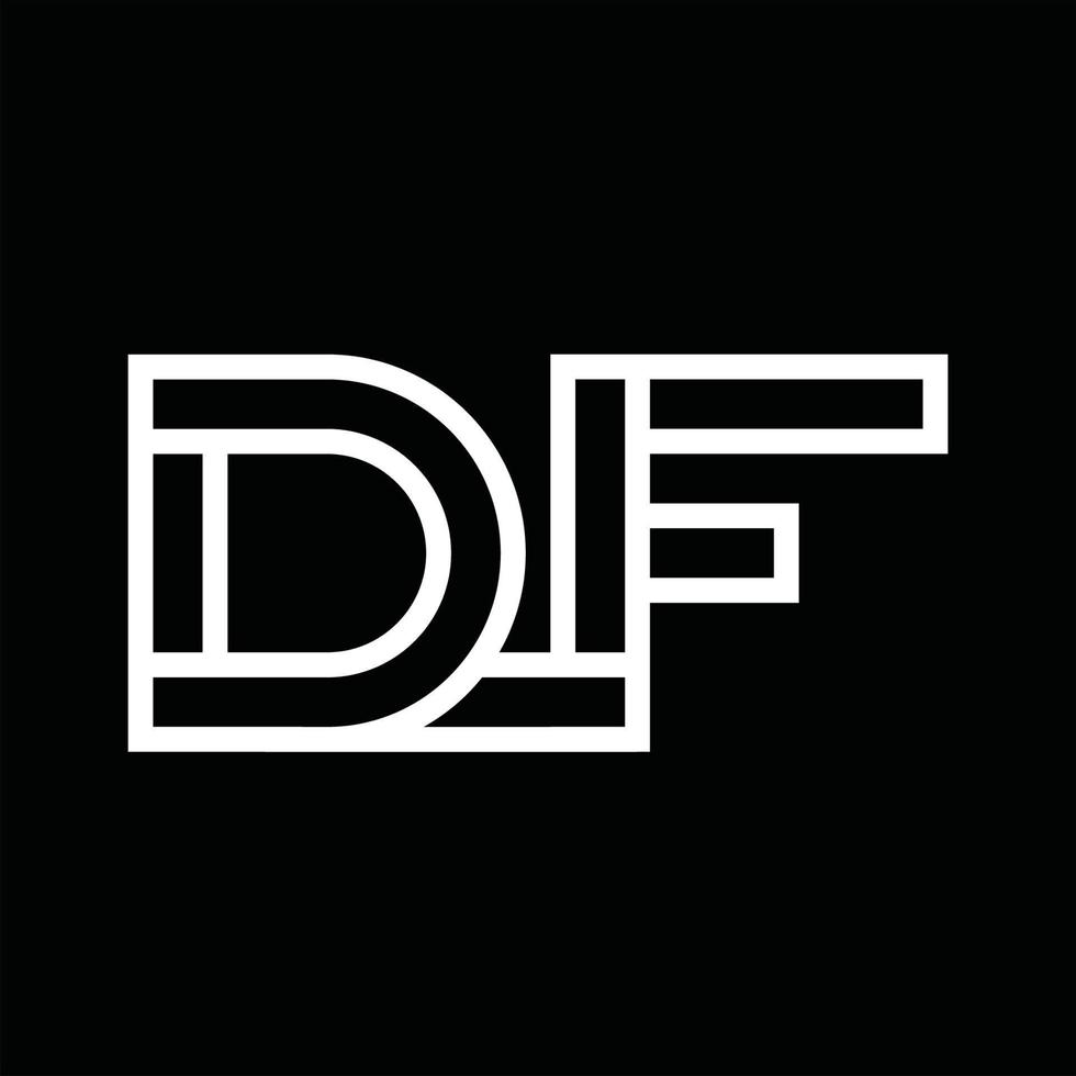 monogramme du logo df avec espace négatif de style de ligne vecteur