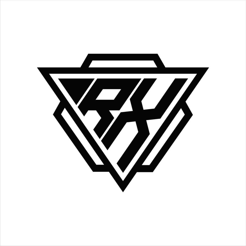 monogramme du logo rx avec modèle triangle et hexagone vecteur