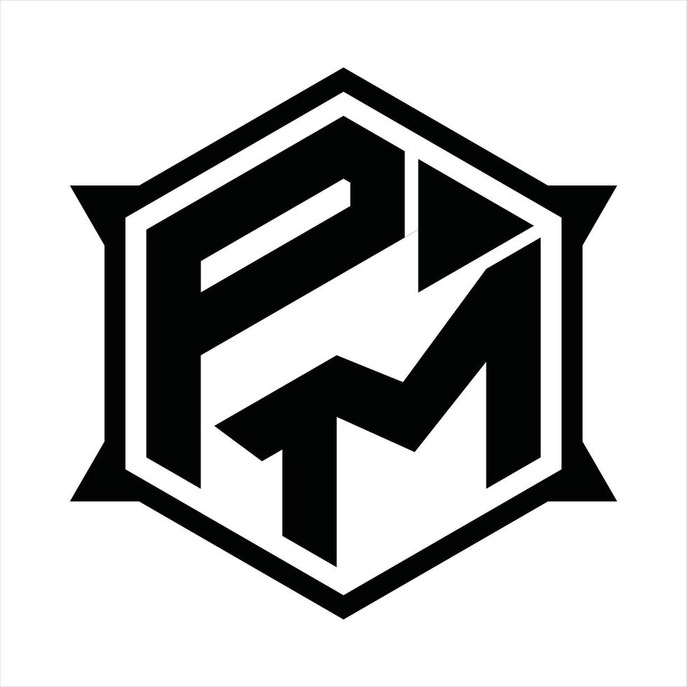 modèle de conception de monogramme logo pm vecteur