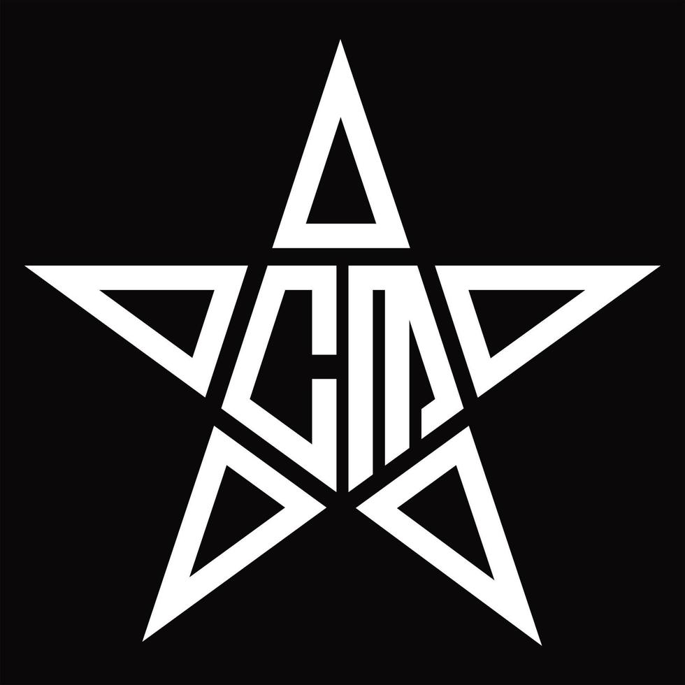 monogramme de logo cm avec modèle de conception en forme d'étoile vecteur